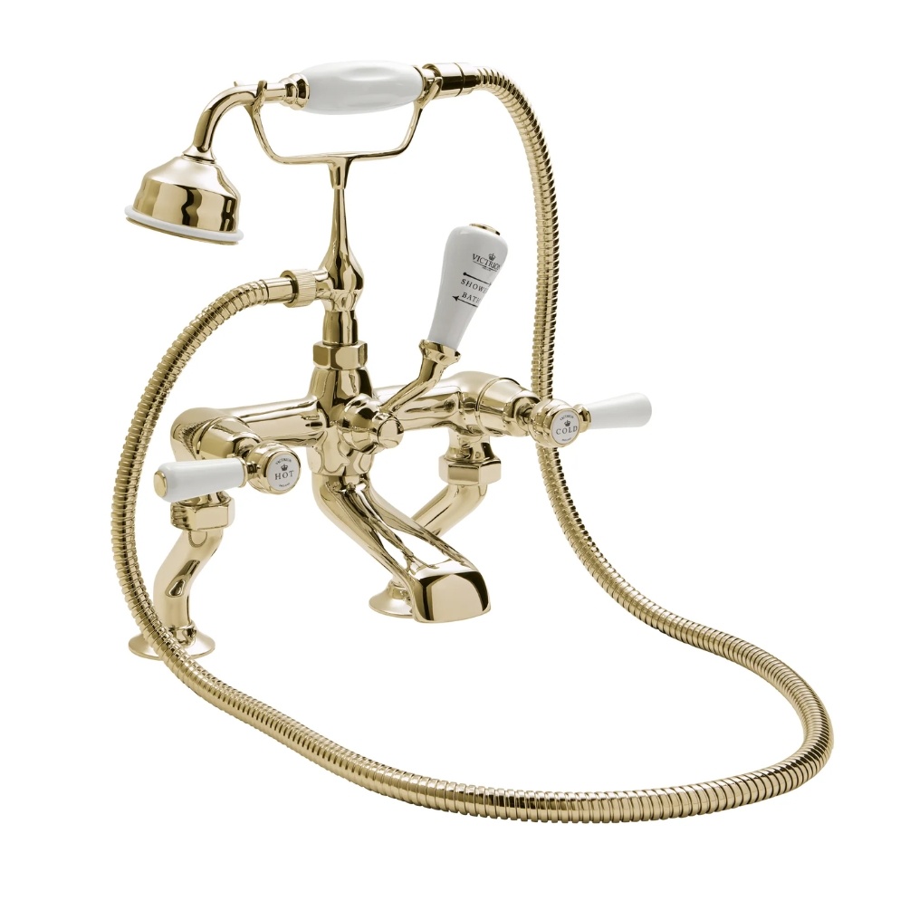 BC Designs Victrion  Lever Gold Deck Mounted Bath Shower Mixer Cut Out